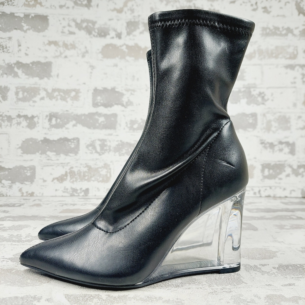 SALE 🔥💯🔥Black Wedge Heel Ankle Boots